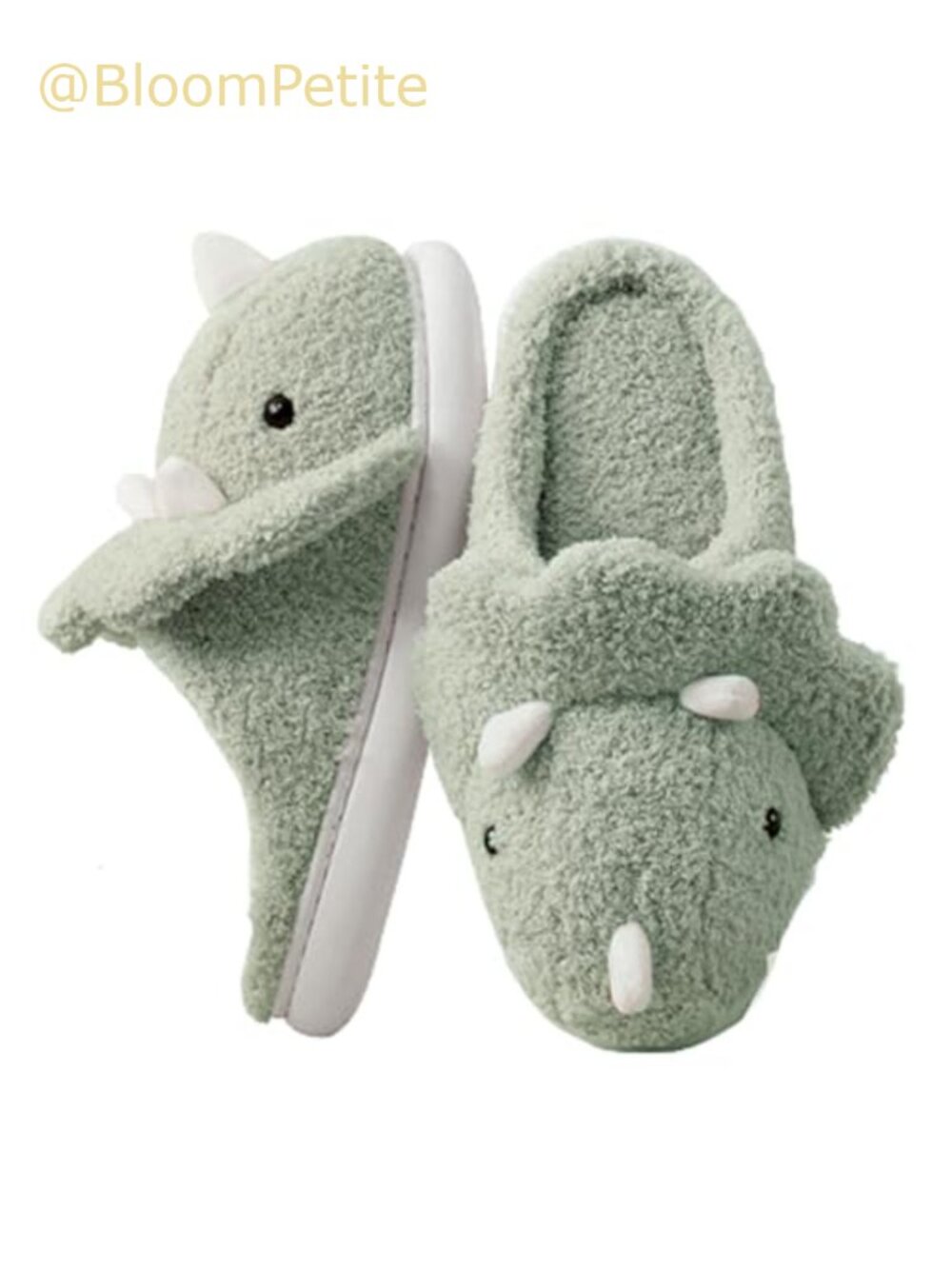 Plush Fleece Triceratops Slippers Memory Foam Non-Slip Cozy Indoor Outdoor
